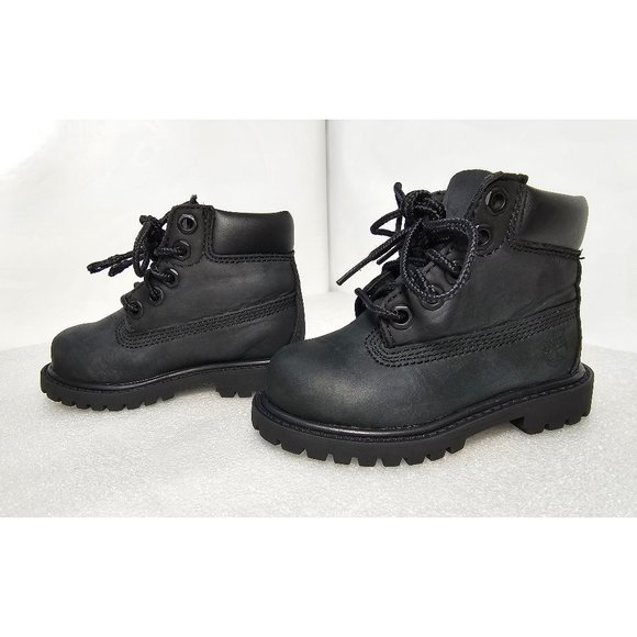 Toddler Timberland Waterproof 6" Premium Leather Black Nubuck Boots Sz 5 Medium - Picture 3 of 12